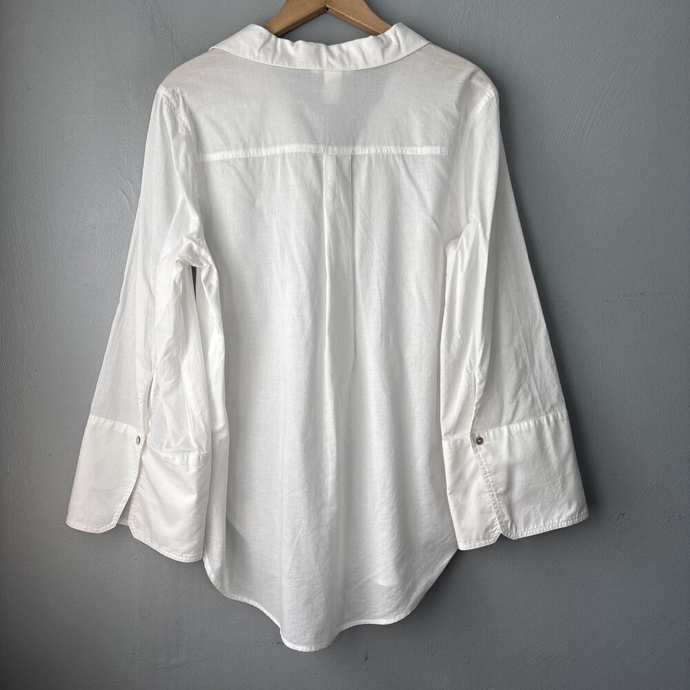 H&M Popover White Top Size 4 Cotton Pirate Poet Renaissance Relaxed Coastal Chic - Picture 4 of 11